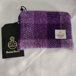 Harris Tweed plaid wool zipper wallet pouch coin purse